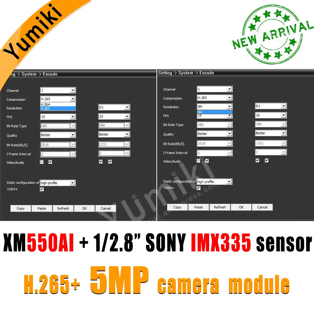 H.265AI/H.265 +/H.264 5MP 2592*1944 пикселей XM550AI + SonyIMX335 1/2. 8 &quotплата модуля ip-камеры HD черный