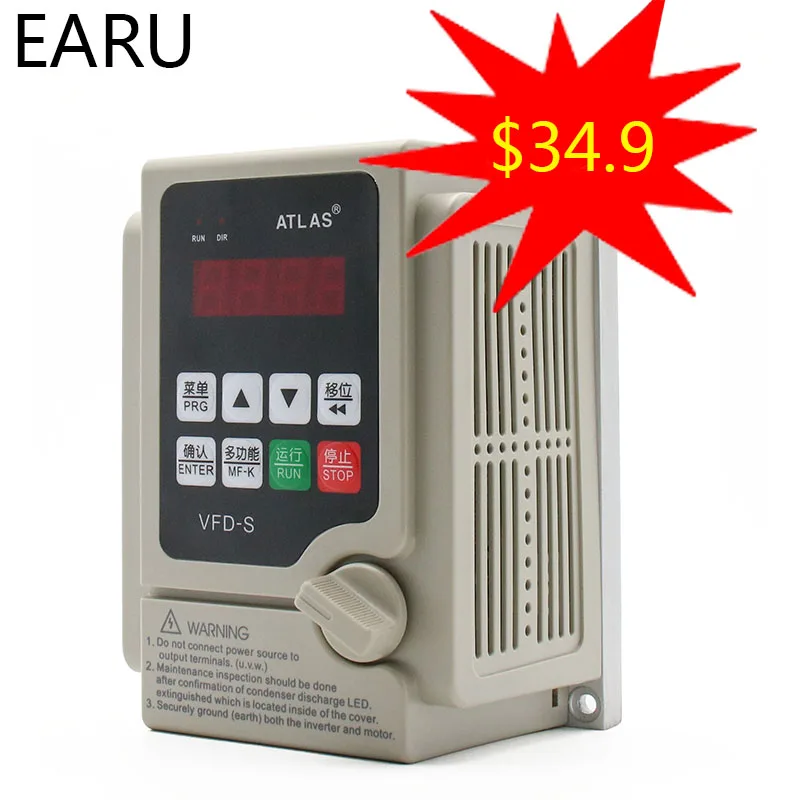

2.2KW 110V 220V VFD Single Phase Input 3 Phase Output Frequency Converter Inverter Pump CNC Spindle Motor Speed Controller Drive