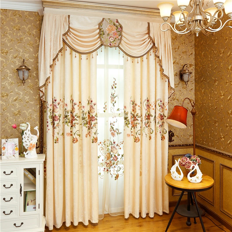Популярные королевские роскошные вышитые светонепроницаемые шторы в китайском