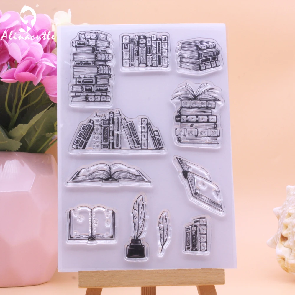 

Alinacutle CLEAR STAMPS Book Library Knowledge DIY Scrapbooking Card Album Paper Craft Rubber Transparent Silicon Stamps