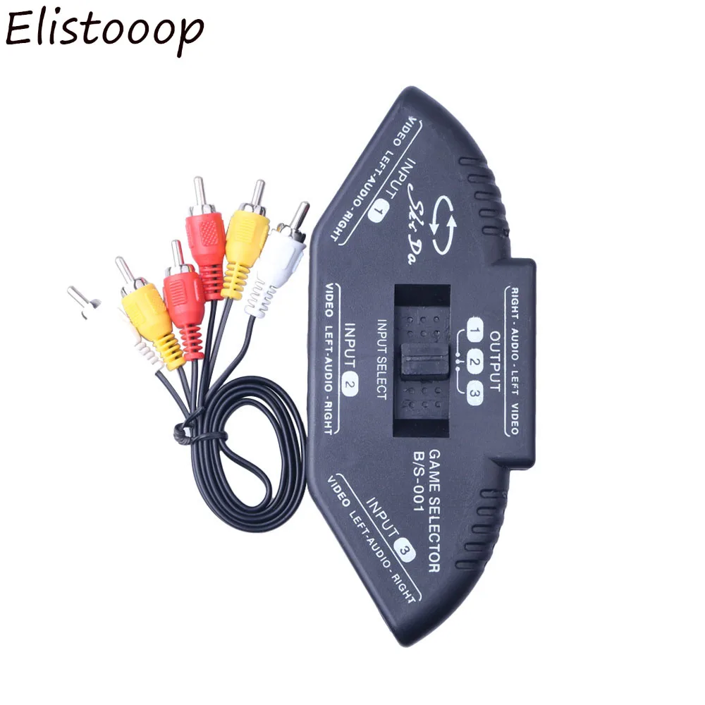 3 позиционный переключатель Elistooop для аудио и видео AV RCA разветвитель селекторная