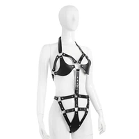 women exotic accessories set of adjustable leather goth garter belt with bondage underwear bra cage for female fetish lingerie