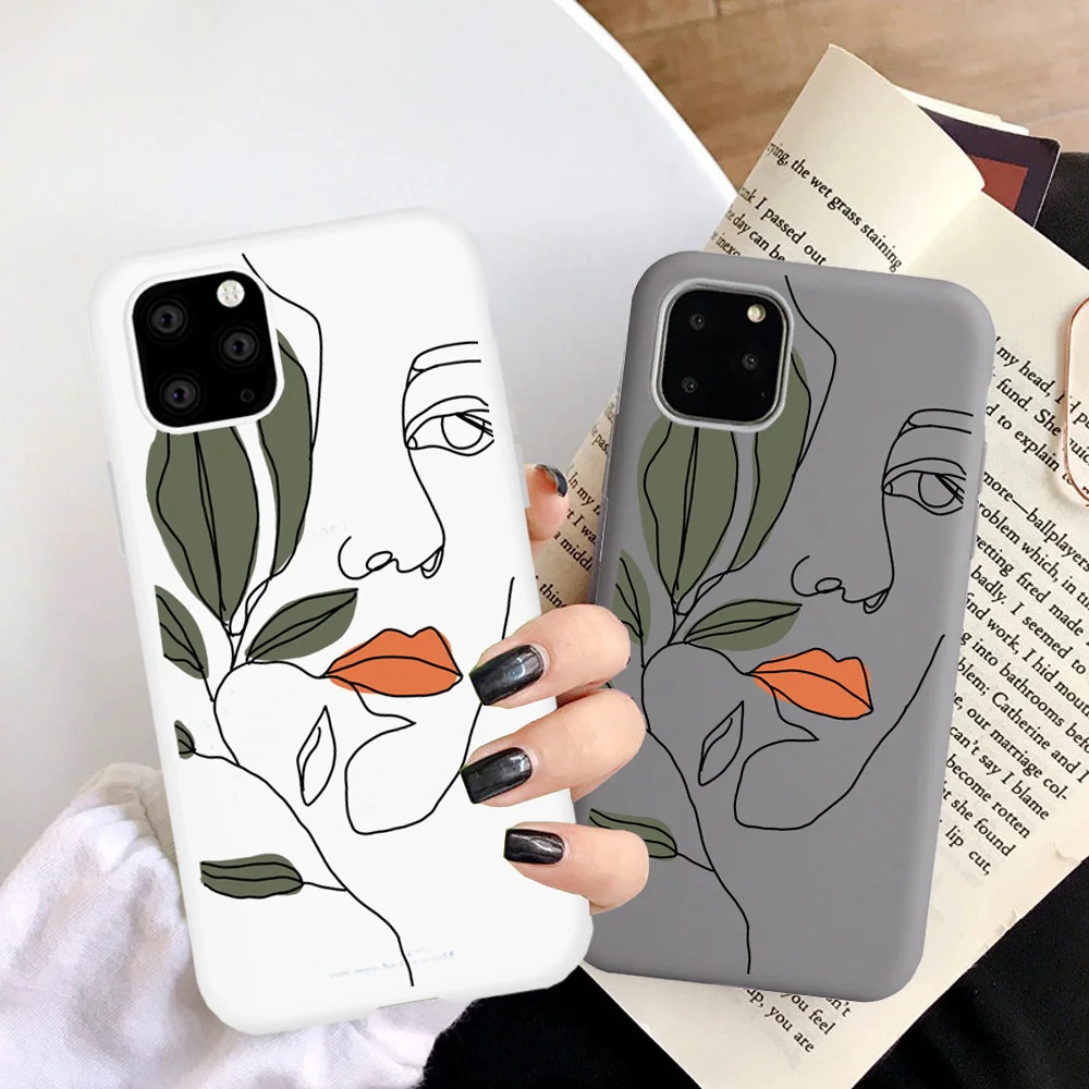 Чехол для телефона в стиле ретро с абстрактным изображением лица iPhone 12 11 Pro Max X Xs XR