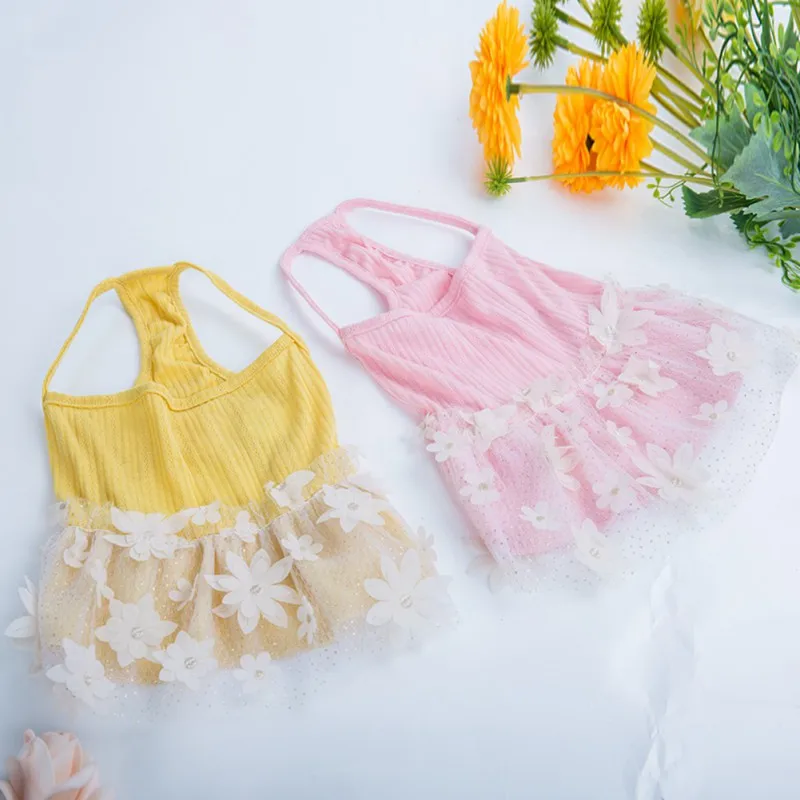 

Princess Dog Dress Lace Skirt Tutu Flowers Design Pet Puppy Spring/Summer Apparel For Teddy Yorkshire Chihuahua Dropshipping