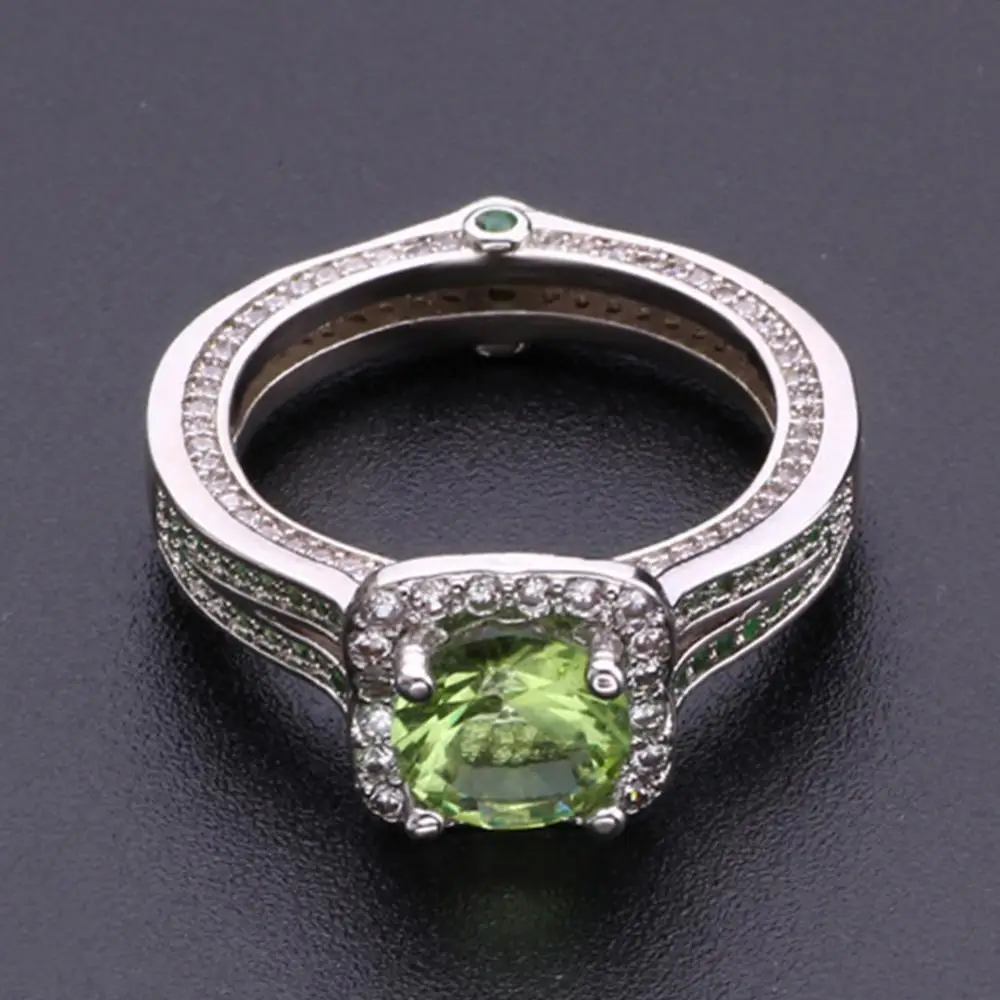 Women Ring Jewelry Gift Fashion Faux Peridot Topaz Inlaid Wedding Party Finger | Украшения и аксессуары