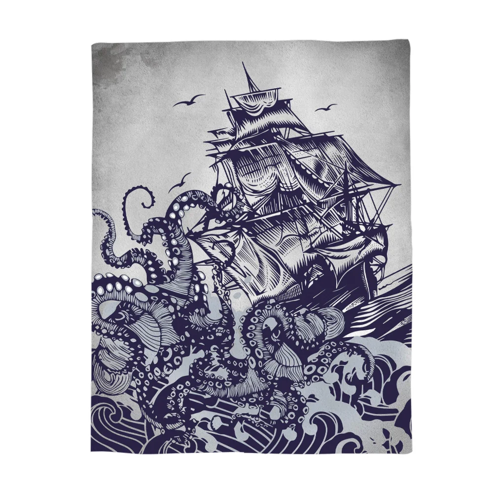 Одеяло из микрофибры с принтом Осьминог|Одеяла| |