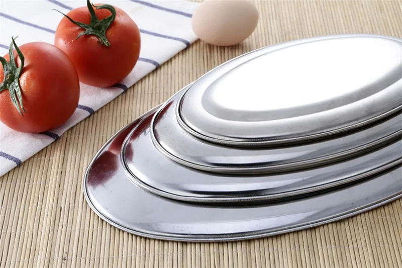 Овальная Толстая Рыбная тарелка из нержавеющей стали многофункциональное