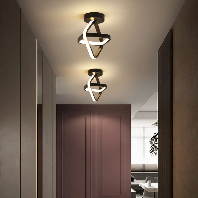 Светодиодная потолочная лампа для коридора гардероба дома черная круглая