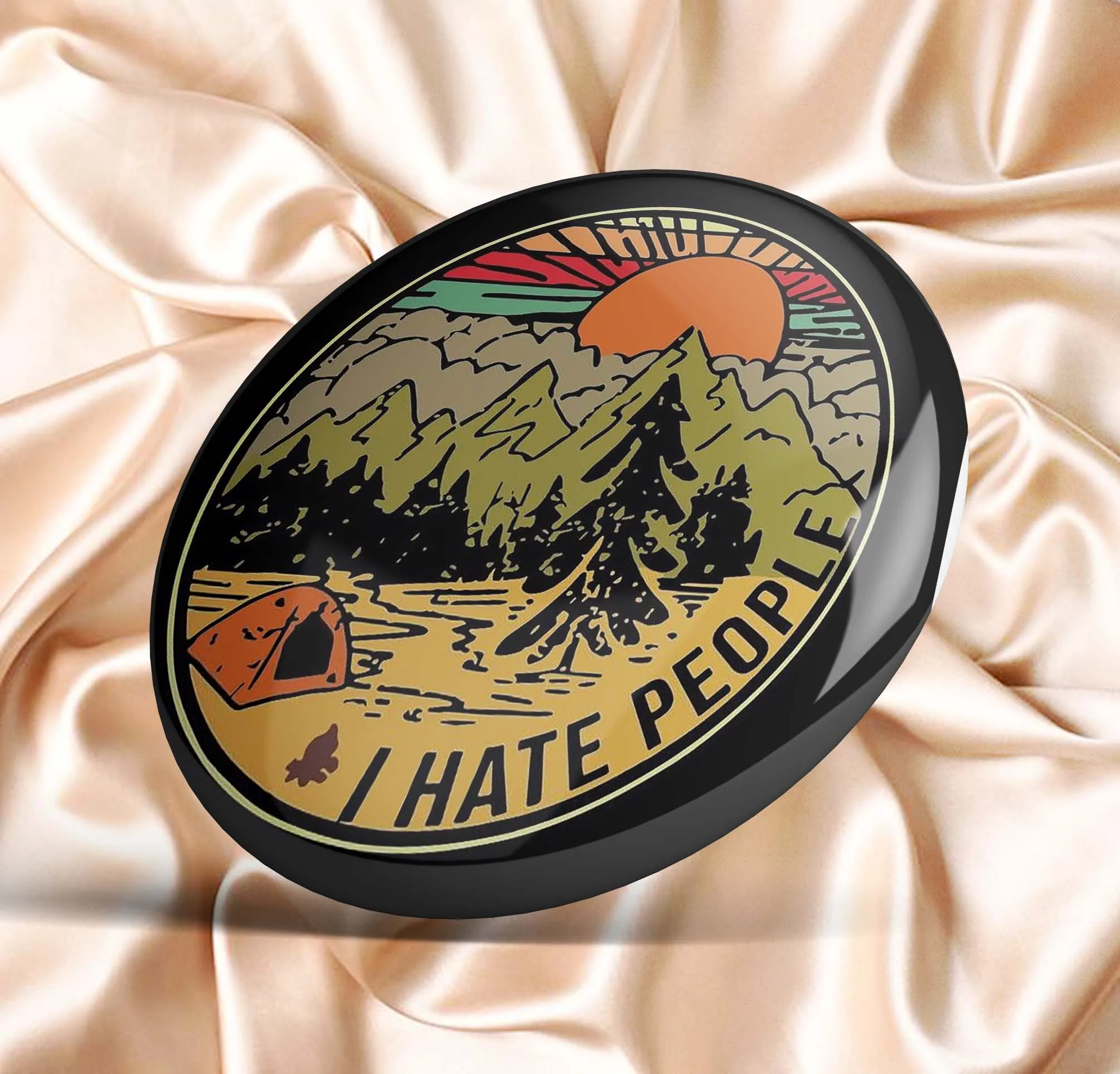 

I hate people camping classic gift Soft Enamel Pin Clothes Badge Collar Decor Lover Metal Lapel Pin Gift Fashion Cute Funny