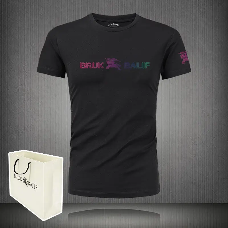 

Summer new ice silk short sleeve t-shirt men's Black Slim large fashion