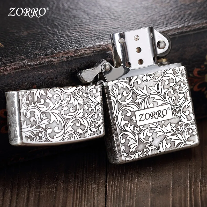 Оригинальная керосиновая Зажигалка Zorro, новинка, Ретро стиль, креативная, Стерлинговое Серебро, Танг, трава, ностальгия, индивидуальная, Мужская зажигалка