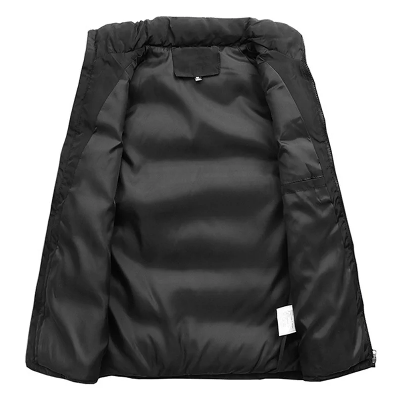 

2021 New Autumn Men's Fashion Stand-Up Collar Veste Homme Sleeveless Cotton Down Jacket Winter Male Vest Jackets Zip Up Coats