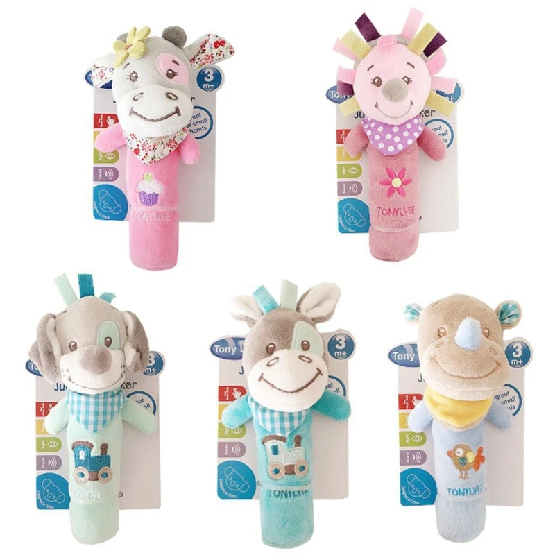 

18CM Plush Rattle Ring Early Educational Toy for Baby Crib Hand Shaking Toys