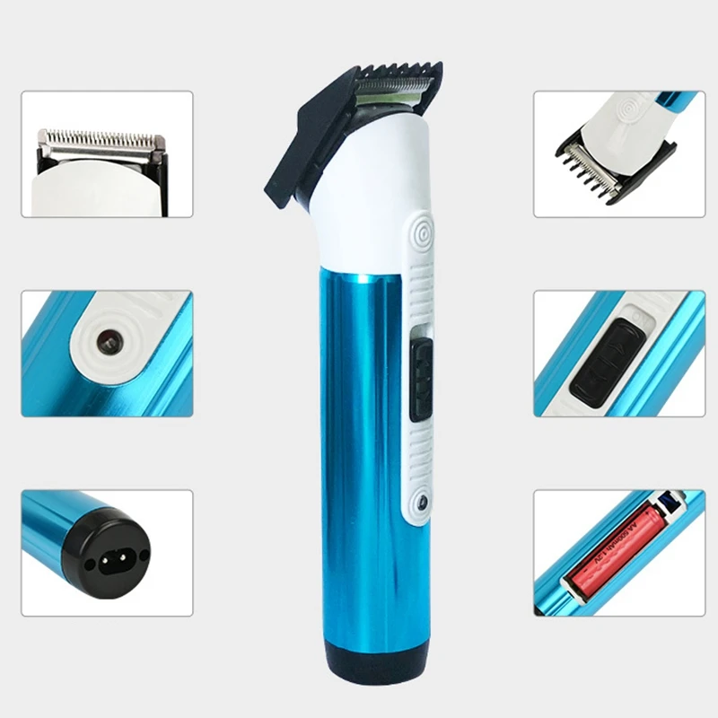 Синяя портативная электрическая машинка для стрижки волос с европейской вилкой