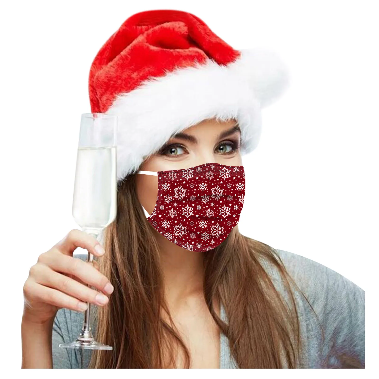 

10PCS Disposable Chrismas Adult Protective Mask Anti Dust 3 Layers Filter Earloop Hygiene Non Woven Face Mouth Mask for Women