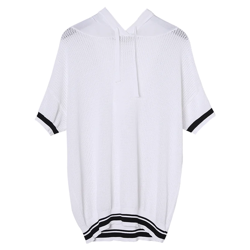 

Short-sleeved Women's 2021 New T-shirt with Short Sleeves, Super-Fire Sanctuary, Ice Silk Knitted Shirt, Loose Top, White Cap