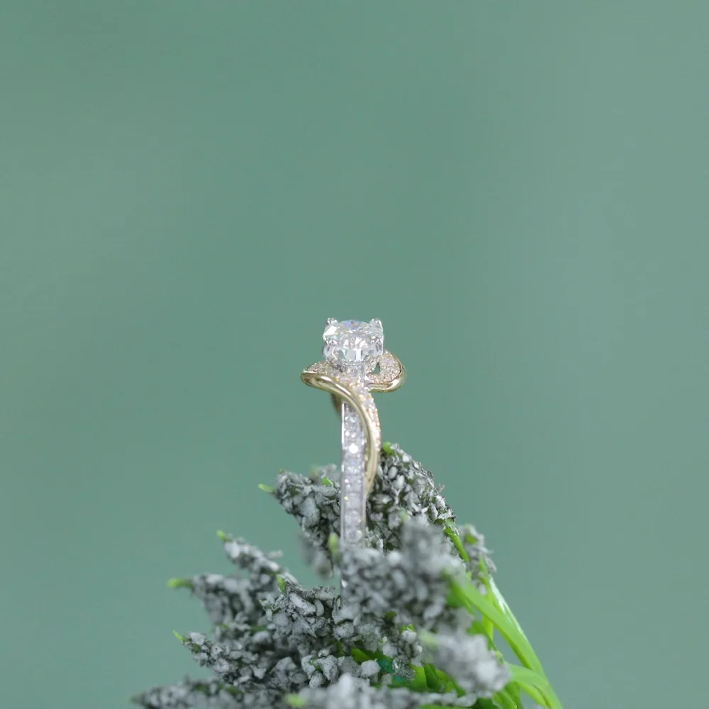 DovEggs 14K белое и желтое золото центр 1CT 5*7 мм DEF/GH цвет овальное обручальное кольцо с акцентами Подарок на годовщину