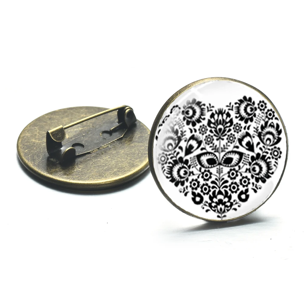 Азиатских Винтаж современный порез цветочным узором Броши лак народное