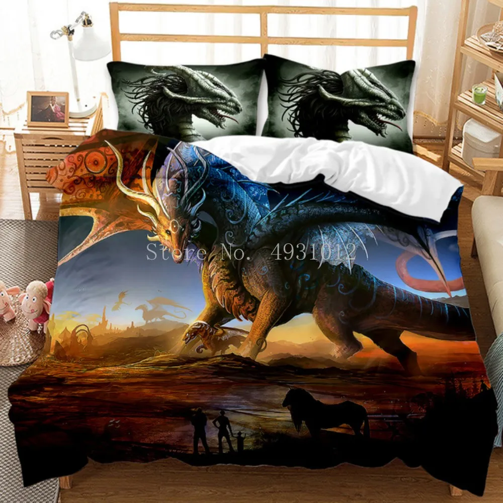 

Мультяшный динозавр одеяло комплект постельного белья для детей мальчиков милый современный дизайн домашний текстиль Королева двойной размер постельное белье пододеяльник комплект