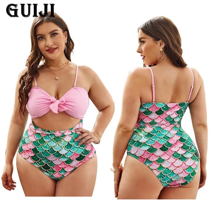 

【GUIJI】Ready Stock 2021 Women Plus Size Swimsuit Swimwear Large Big Plussize Swimming Suits Beachwear Bathing Suits bikinis