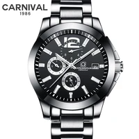 carnival sports mens luminous automatic watch sapphire crystal 24 hour week date mechanical watches men relogio masculino 8818