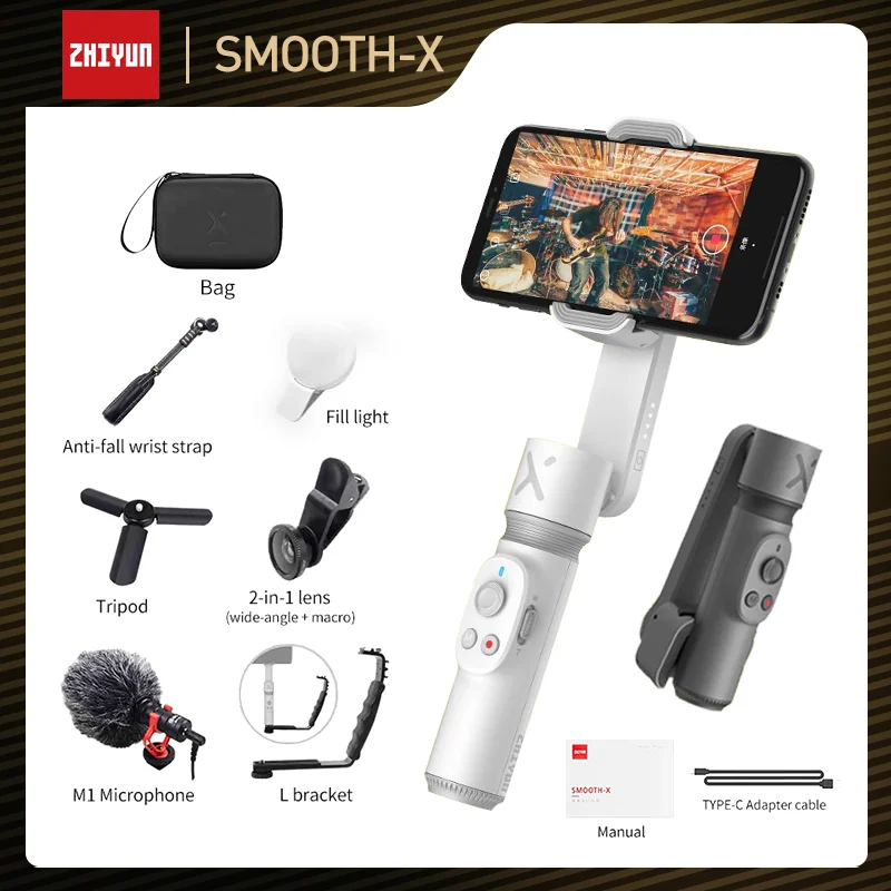 Ручной Карманный стабилизатор Zhiyun Smooth X xs для смартфона Sefie Stick iPhone11 Max Android huawei VS dji