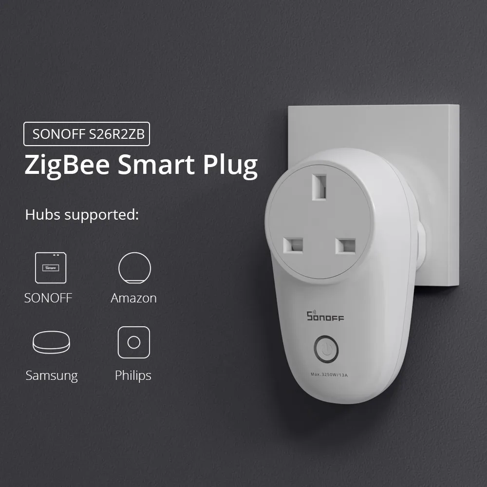 Розетка SONOFF S26R2ZB ZigBee штепсельная Вилка для умного дома 16 А с голосовым