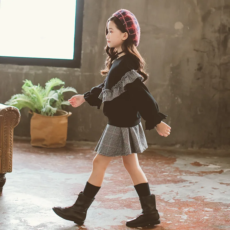 HE Hello Enjoy/Одежда для девочек 2020 одежда рубашка + платье комплект осенне-зимняя