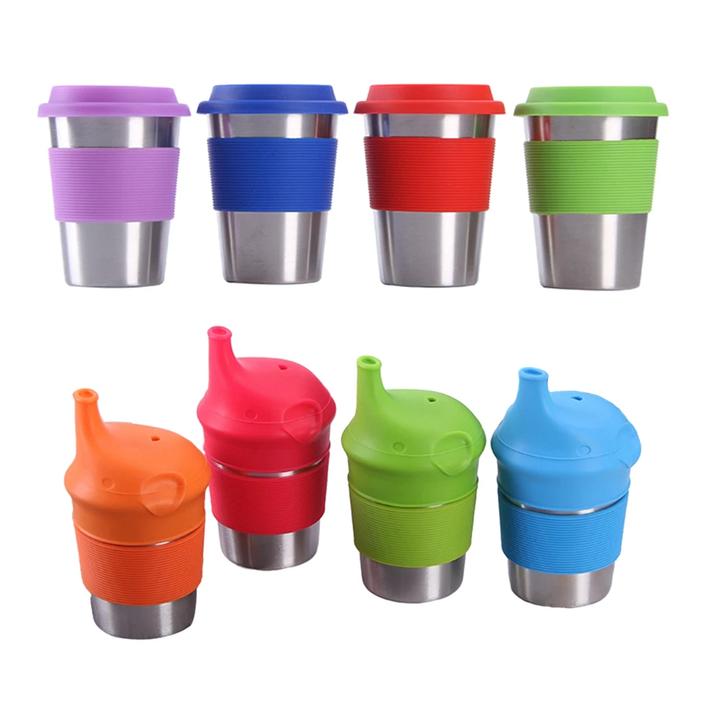 

4pcs Stainless Steel Mug Insulated cup with Lid Tumbler Drinking Mug