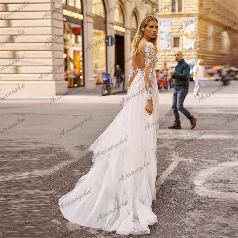 Сказочное свадебное платье 2020 сексуальные аппликации с низким вырезом на спине