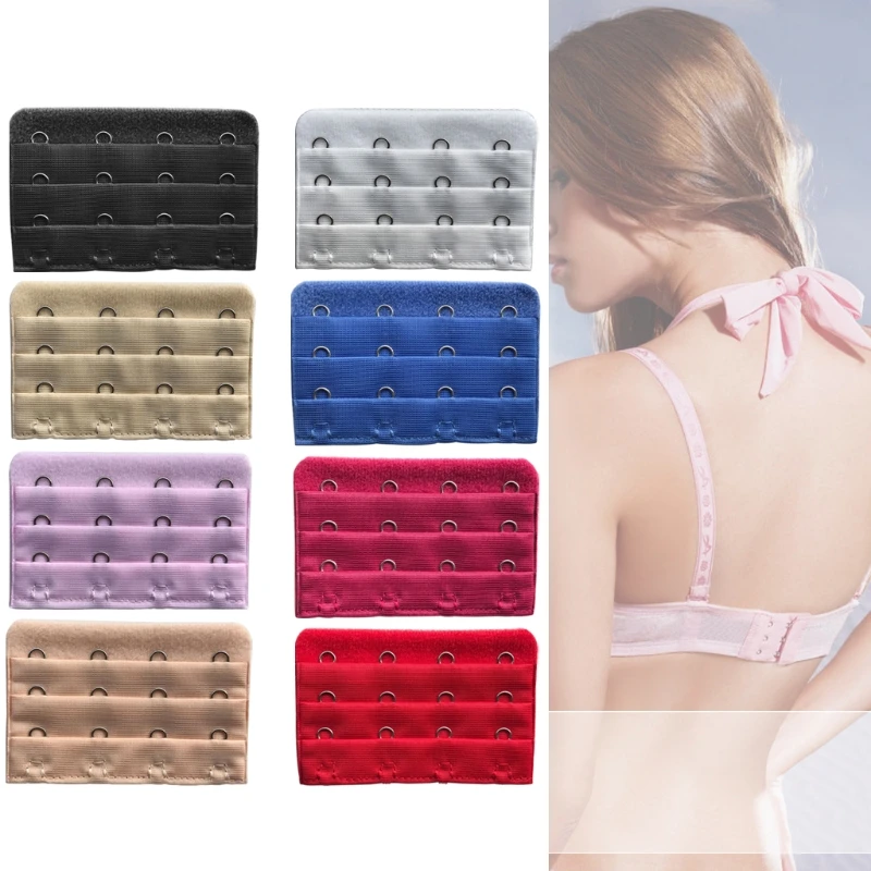 

Womens Bra Extender Strap Buckle Extension 3 Rows 4 Hooks Candy Color Adjustable