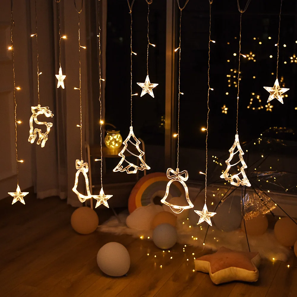 220/110V LED Moon Star Lamp Christmas Garland String lights Fairy Curtain light Outdoor For Holiday Wedding Party Decoration