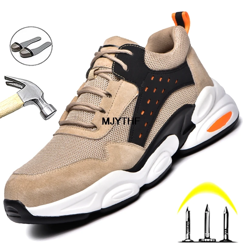 Work Shoes Pop Nice Sneaker Steel Toe Safety Shoes Men Indestructible Shoes Breathable Light Work Sneakers Puncture-Proof Boots