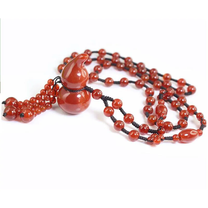 Нефритовое ожерелье цепочка для свитера натуральный красный агат и бусины их