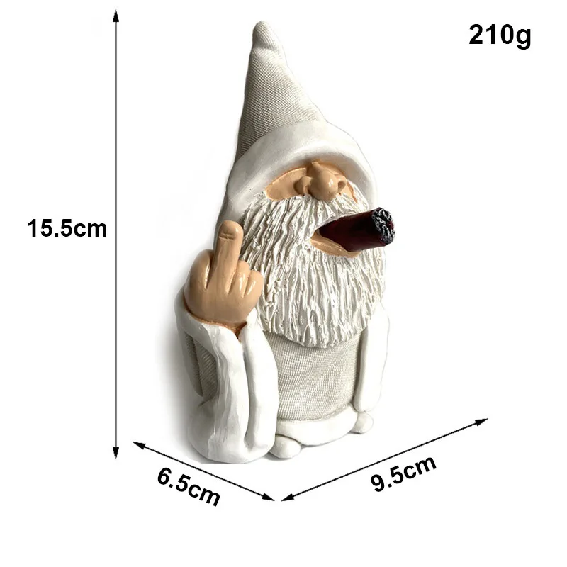 

Garden Gnome Ornaments White Robe Smoking Gnome for Garden Landscape Decoration Resin Crafts