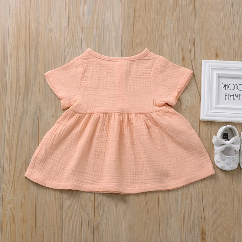 Детское платье милое однотонное летнее для малышей модное эксклюзивное