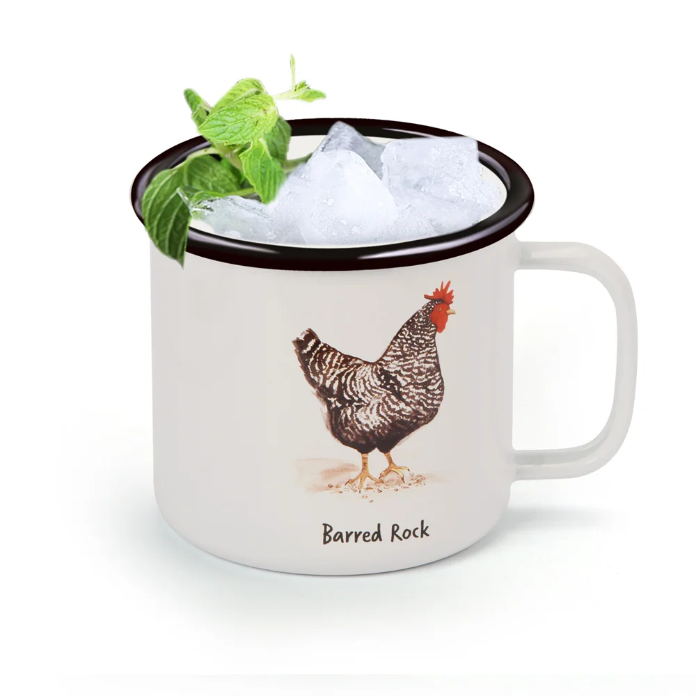 Кружка из нержавеющей стали с толстой эмалью Классический ретро узор кофейная