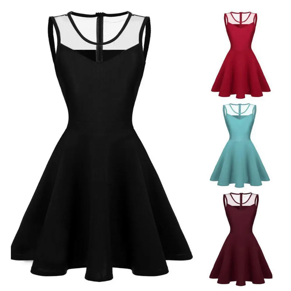 

Sleeveless Dress Round Neck Shirts Female Plus Size Casual Dress Women