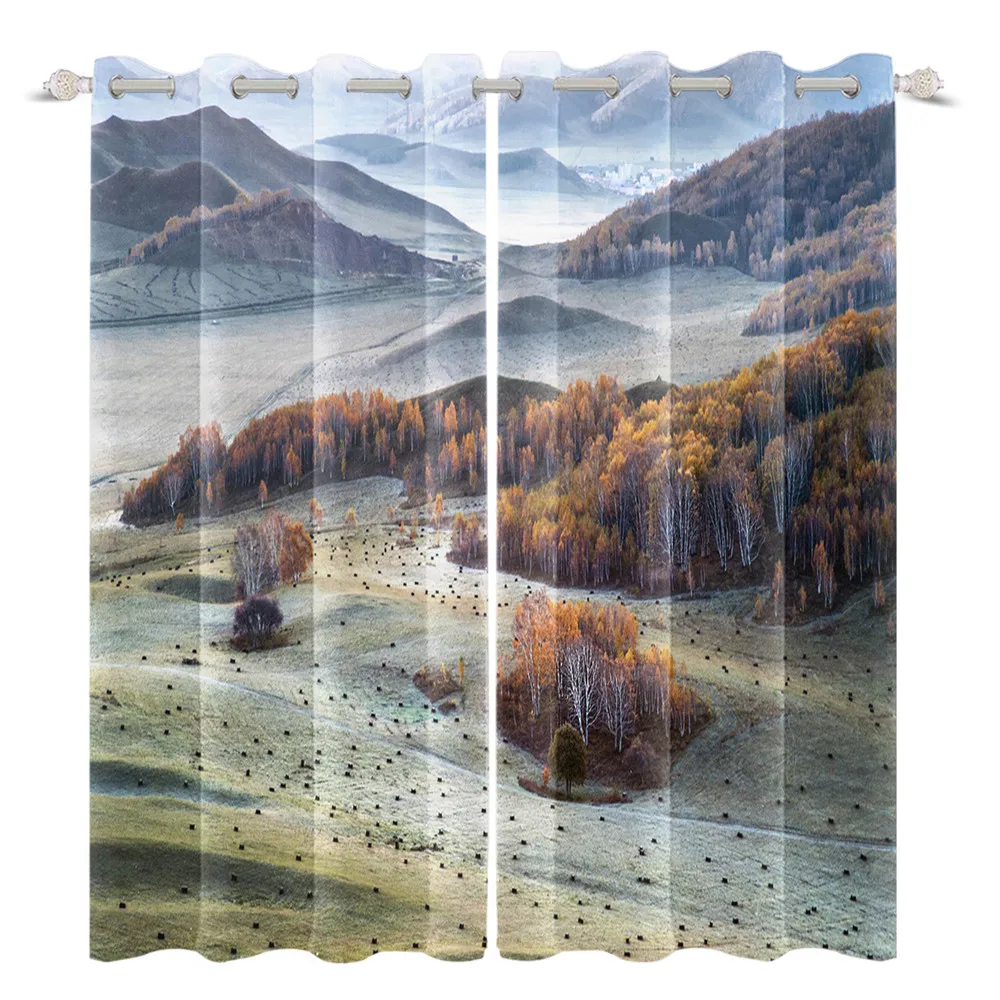 

3D Printing Desert Natural Scenery Curtains Redwood Printed Treatment Drapes Sunshade Insulation Polyester Cortinas
