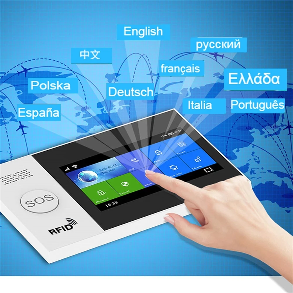 

4.3 Inch 433MHZ WIFI GSM Home Wireless Security Burglar Alarm System Kits Monitor Motion Sensor Tuya APP IP Camera 10 Languages