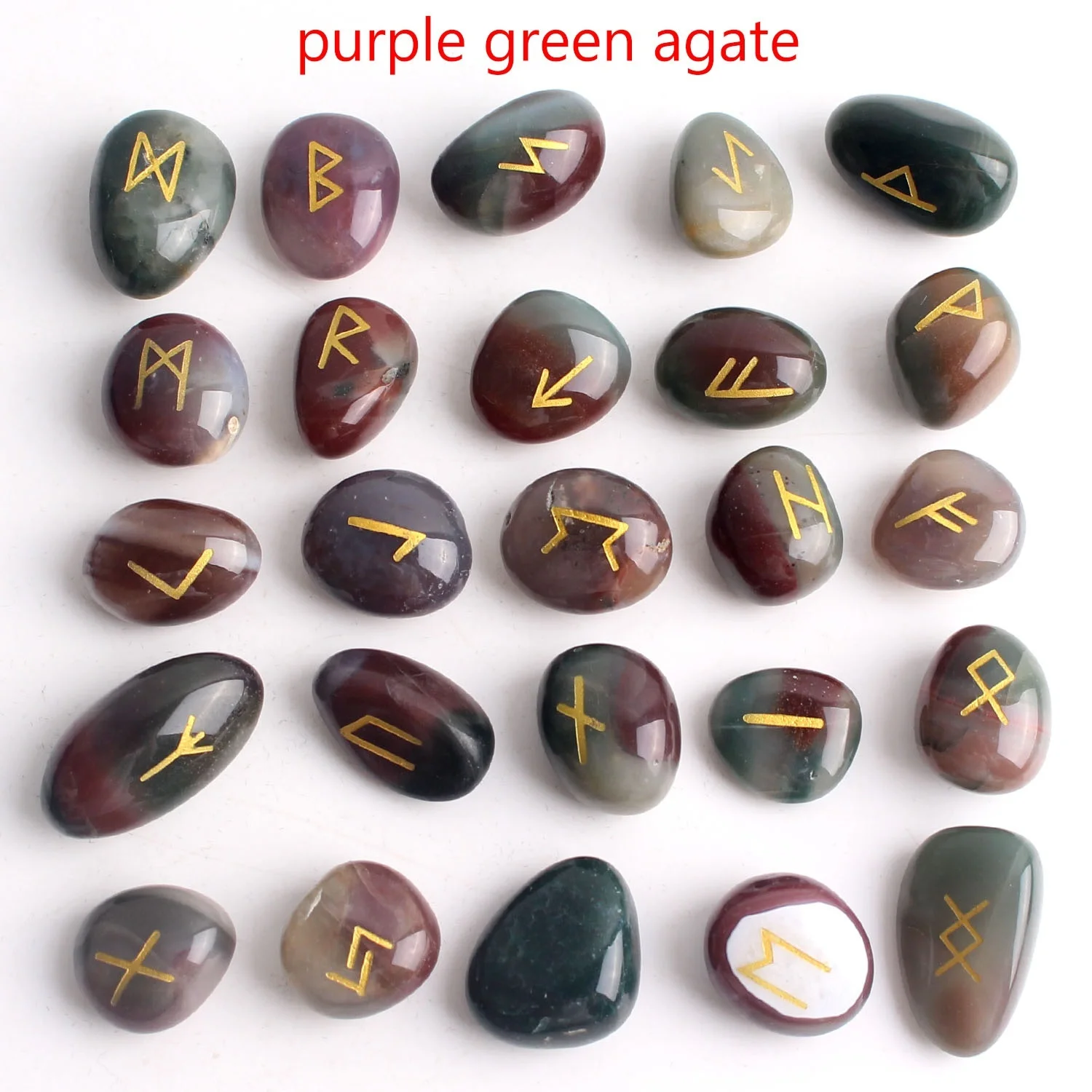 25 шт. натуральный фиолетовый зеленый агат Хрустальные руны гадание гадалка Рейки