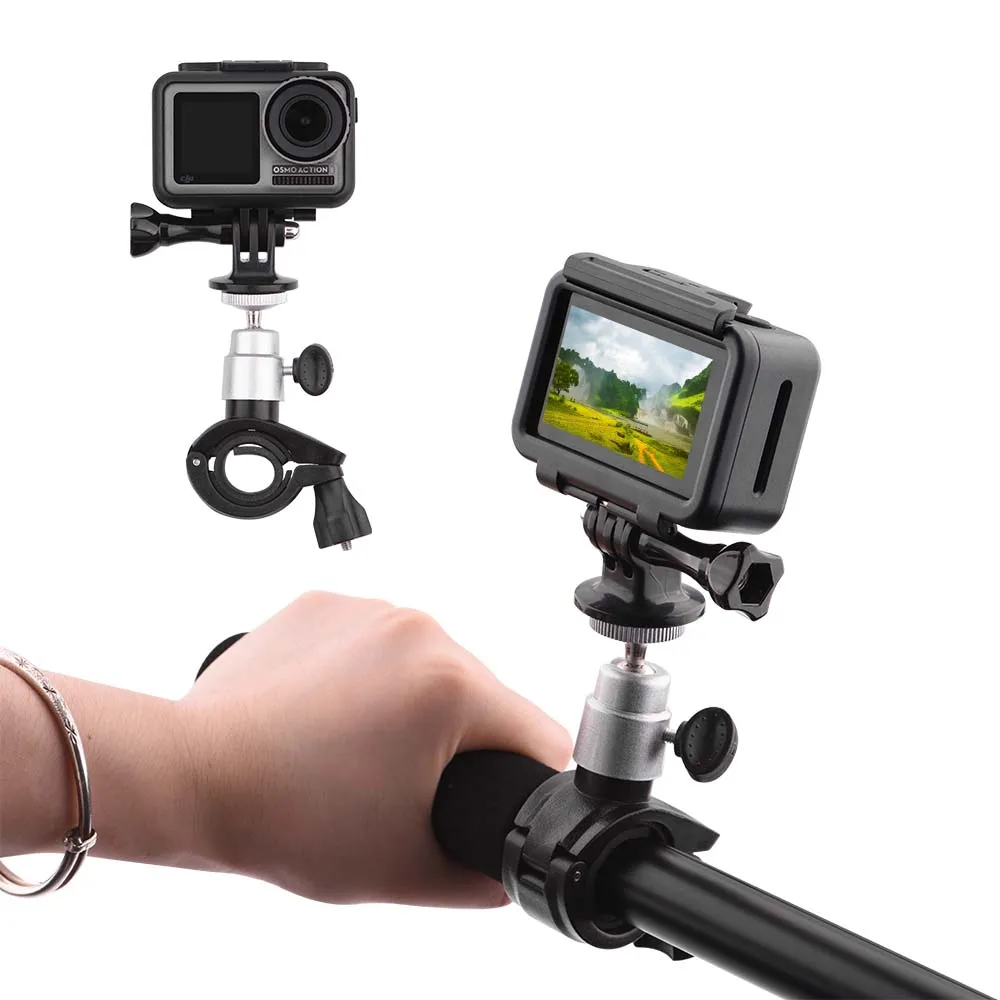 

Bike Bracket Mount Holder Clamp Handle Stander Clip Adapter for OSMO ACTION for GoPro 9 Hero 8 7 6 5 Max Bicycle Stand Accessory