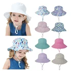 Шляпа от солнца летняя, для мальчиков и девочек, детское ведро, Шляпа Пляжная для путешествий, 16 цветов, весна-осень, ветрозащитный трос