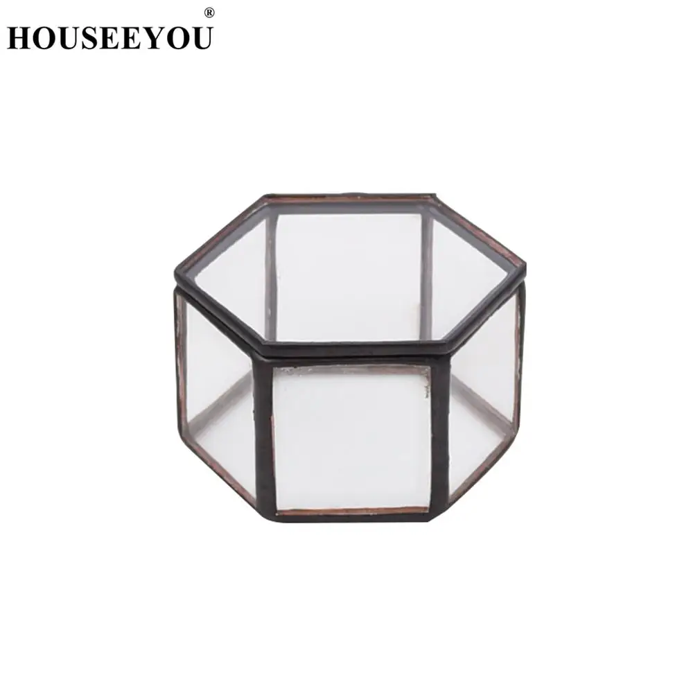 Geometrical Clear Glass Jewelry Ring Storage Box Organizer Holder Tabletop Succulent Plants Container Home Sundries Case Gifts | Дом и сад