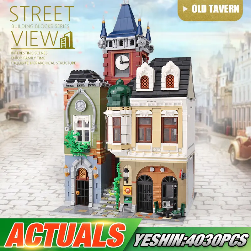 Yeshin MOC 4030 шт. серия городской стритвид кирпичная кладь старый город паб модель