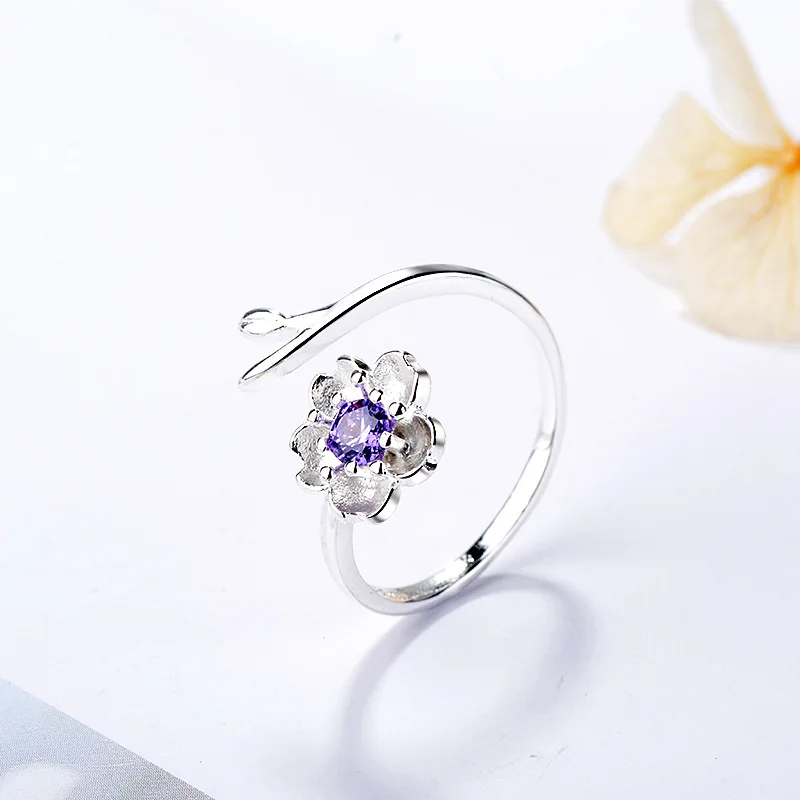Purple Кольца из нержавеющей стали для женщин, корейская мода, капля воды, циркон, кольца для открытия, современные женские ювелирные изделия, регулируемое обручальное кольцо - Цвет основного камня: Purple