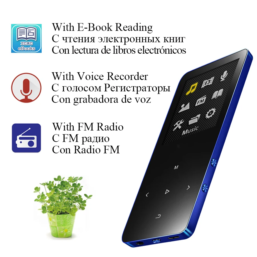 REDANT MP3 плеер с bluetooth и динамиком 1 8 сенсорный экран hi fi fm радио мини Спорт MP 3