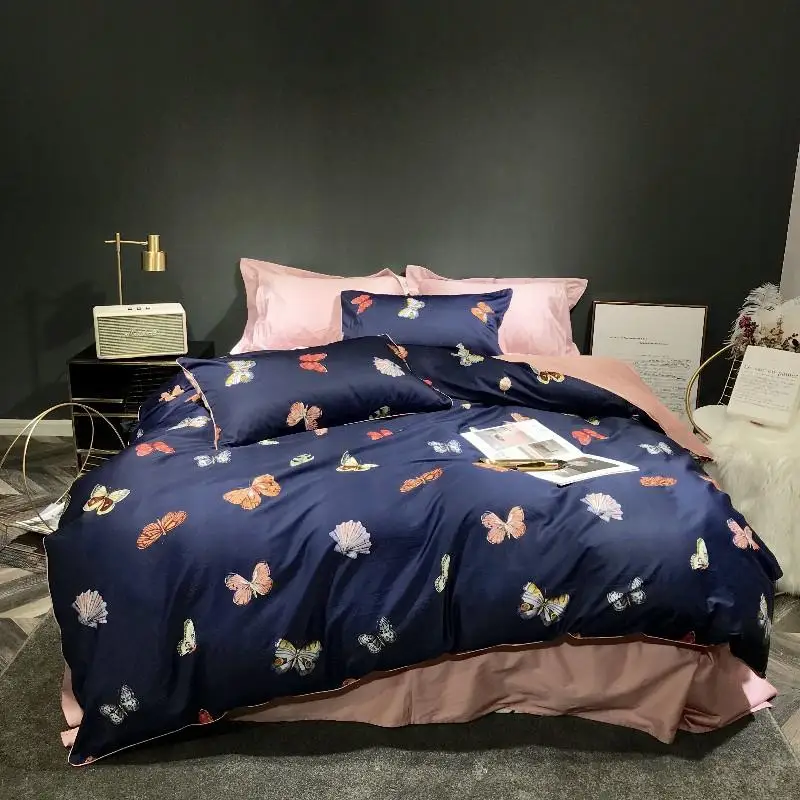 

Комплект постельного белья из 43 предметов, Комплект постельного белья с бабочкой, размеры queen/king, пододеяльник, простыня