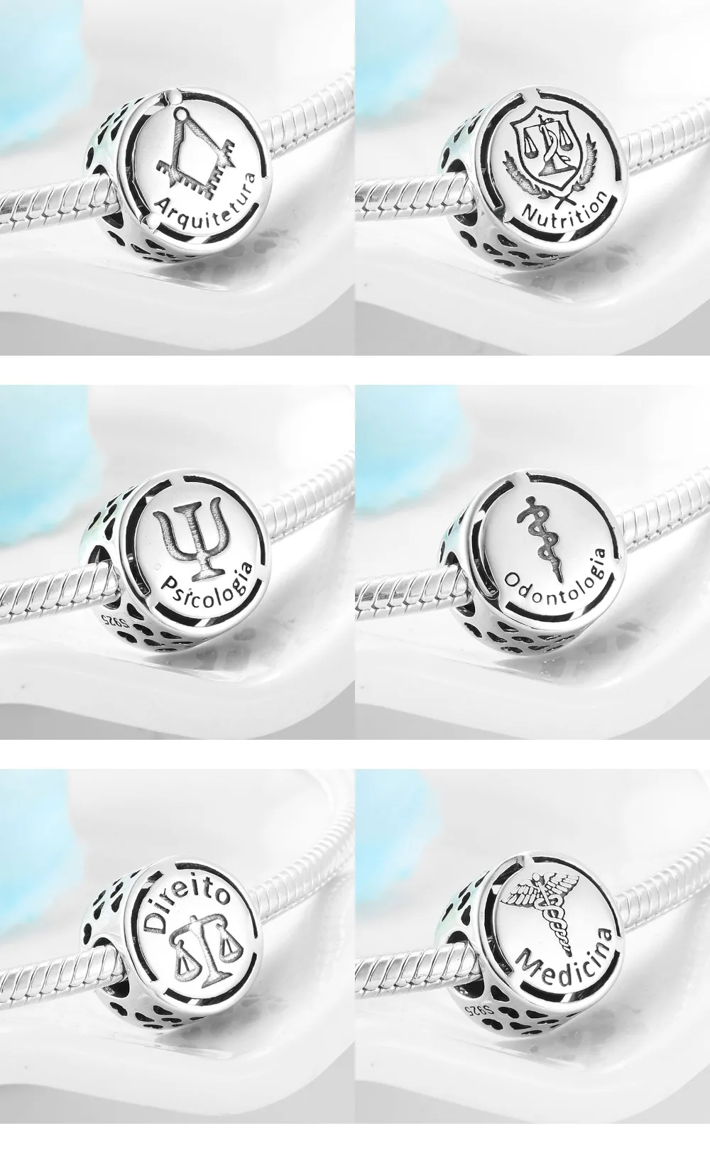 925 пробы Серебряный символ Doze Sinal de carreira бусы подходят к оригиналу Pandora браслет ожерелье Изготовление ювелирных изделий
