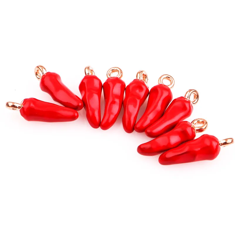 

20pcs Alloy Drop Oil Red chilli Vegetable Pendant Golden Pendant Findings Charms for Jewelry DIY Necklace Accessories Making